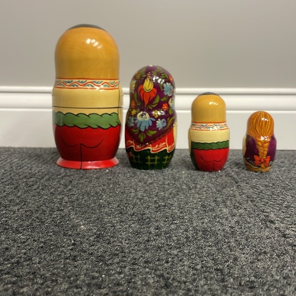 Ukranian musical family Matryoshka Nesting dolls 7" 4 total Stacking Wooden - Picture 4 of 8